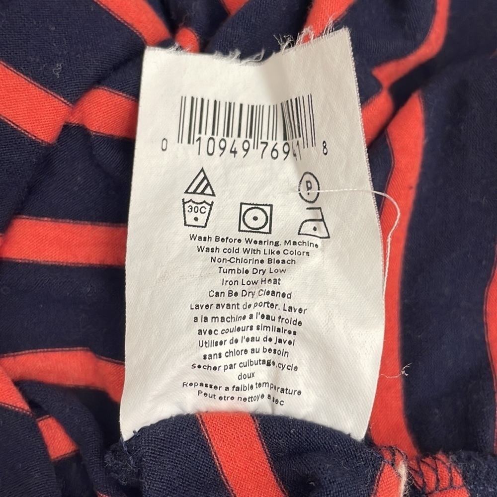 MOTHERHOOD maternity orange and navy blue midi dress with ties in size small - Picture 11 of 11